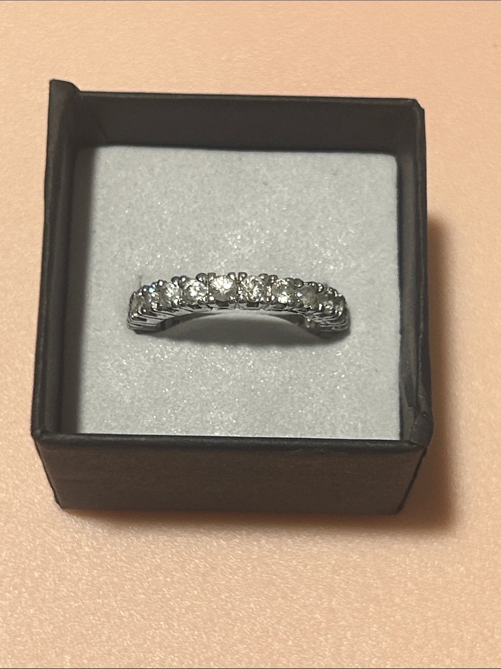 Clear Crystal Pavé Half-Eternity Silver Band - Women Jewelry